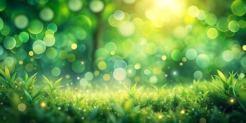 Obraz premium Vibrant Green Blurred Bokeh Background Illustration with Tilt-Shift Effect for Nature and Design Projects