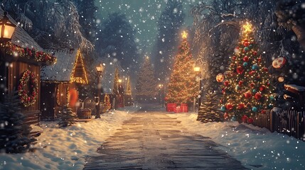 クリスマスと雪とツリー