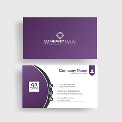 Fototapeta premium White and Purple color business card design, horizontal and vertical layout, flat logo & stylish abstract shape, simple business card, high-quality brand and corporate identity card design , template