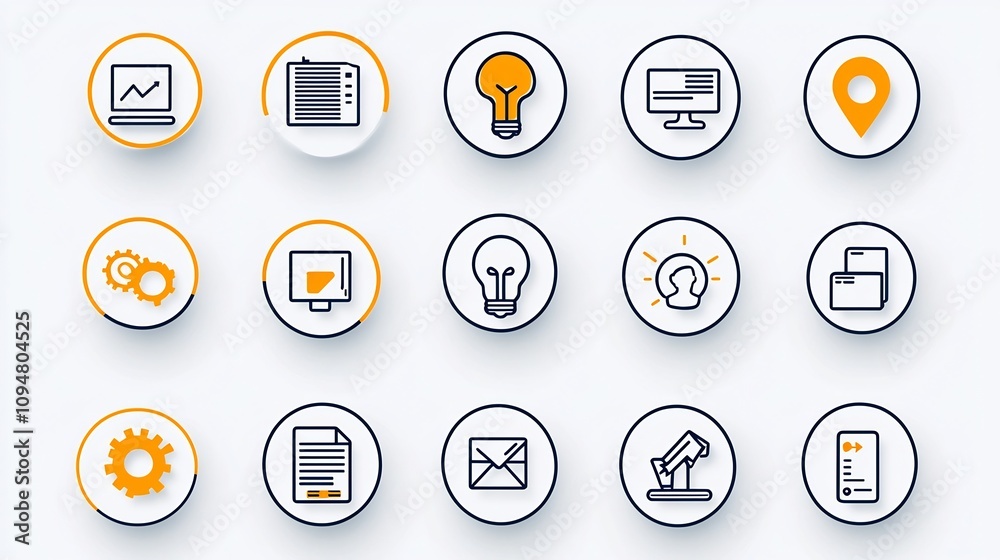 Leinwandbilder this set of 15 monochrome icons provides a minimalist yet effective visual representation of essenti