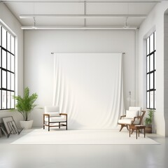 Fototapeta premium minimalistic white studio setting