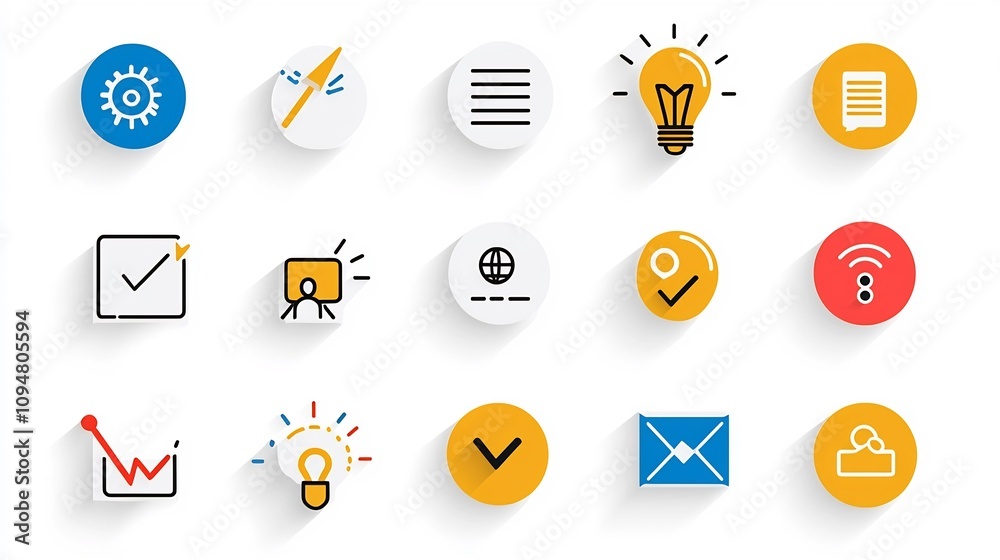 Aufkleber minimalist set of 15 black and white outline digital marketing icons highlighting the key aspects of