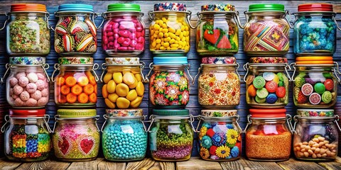 Fototapeta premium Aerial Photography of Colorful Jar Clip Art Collection with Various Designs and Textures for Creative Projects and Marketing Materials
