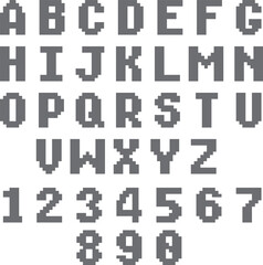 Retro pixel alphabet. Digital 8 bit game font