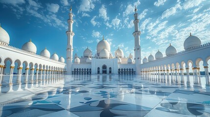 A Breathtaking View of the Sheikh Zayed Grand Mosque’s Stunning Architecture and Reflection