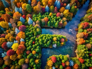 Fototapeta premium Aerial Photography of Various Natural Landscapes Forming the Letter F, Showcasing Unique Patterns and Colors from Above, Perfect for Creative and Educational Projects