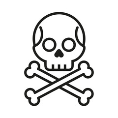 Danger Icon Vector - Skull and Crossbones Line Illustration for Warning and Safety, Minimalistic Hazard Symbol Art