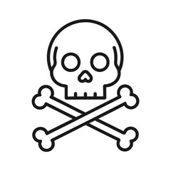 Danger Icon Vector - Skull and Crossbones Line Illustration for Warning and Safety, Minimalistic Hazard Symbol Art