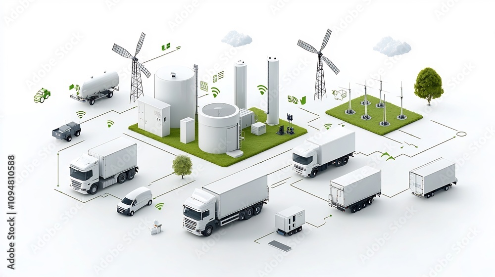 Leinwandbilder diagram illustrating the of smart grid infrastructure that seamlessly combines renewable energy inpu