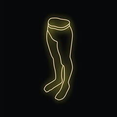 Yellow neon sign representing woman's legs, reminiscent of fashion and clothing stores
