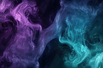 Abstract swirling purple and teal textures blending on a dark background