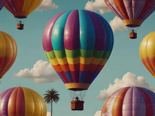 Vibrant hot-air balloon isolated on transparent background PNG for creative design projects and travel-themed visual content