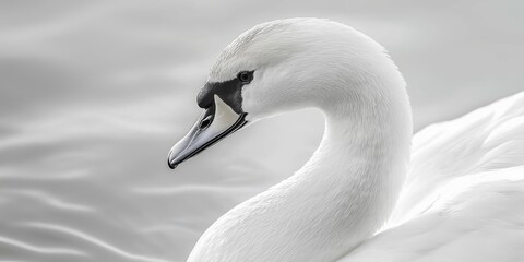 Fototapeta premium The intricate features of a swan's profile captured, showcasing beauty and serene nature.