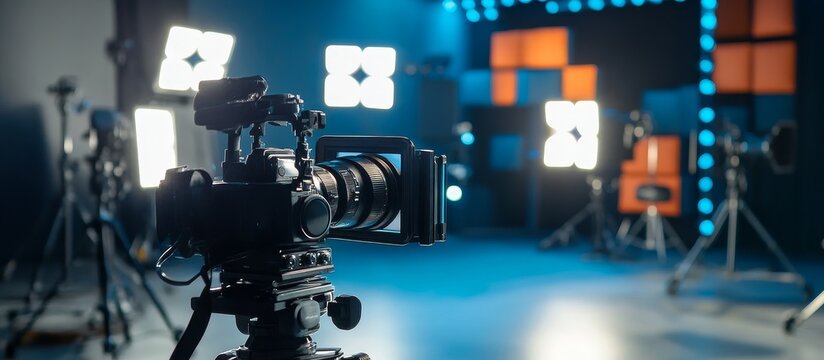 Professional Camera Equipment Set Up on a Film Set