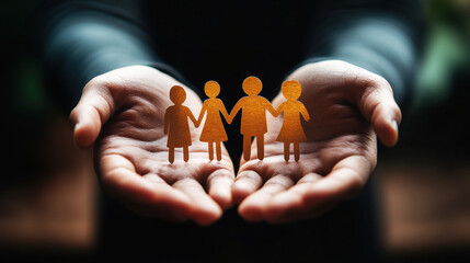 Hands Holding Paper Family Silhouette