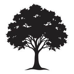 tree silhouette vector on white background