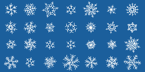Set of snowflakes, vector illustration, winter background	