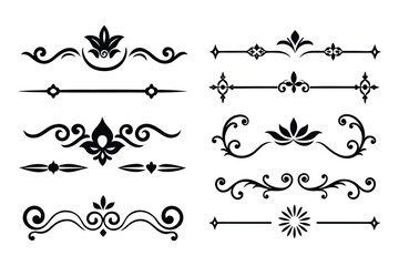 Add sophistication to your designs with this collection of elegant divider ornaments in vector format. Perfect for invitations, borders, and decorative digital projects.