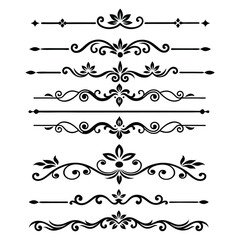 Add sophistication to your designs with this collection of elegant divider ornaments in vector format. Perfect for invitations, borders, and decorative digital projects.
