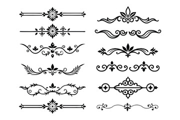 Obraz premium Add sophistication to your designs with this collection of elegant divider ornaments in vector format. Perfect for invitations, borders, and decorative digital projects.
