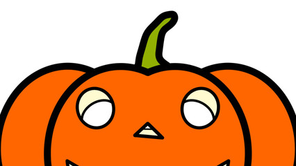 Cute Cartoon A Big Halloween Pumpkin Half Face On Transparent Background. PNG Image, Digital Art, Procreate Pocket