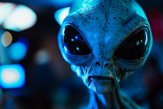 Image of extraterrestrial alien in glowing light generative AI