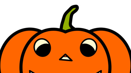 Cute Cartoon A Big Halloween Pumpkin Half Face On Transparent Background. PNG Image, Digital Art, Procreate Pocket