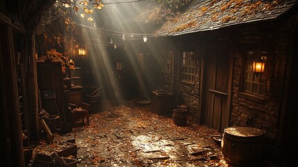 A Room Filled with Golden Keys Under a Ray of Light
