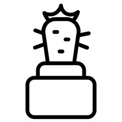 Cactus Clouds Desert Line Icon