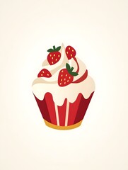 Sweet Strawberry ice cream creamy dessert icon logo symbol