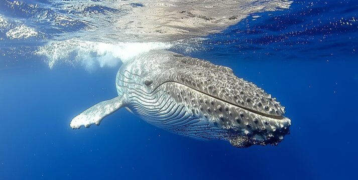 Whale swimming in Pacific Ocean, Gulf of California, Punta de Mita , isolated on white background,  , copy space, copy space for text,
