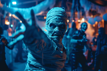 Masquerade halloween celebrations in costumes generative AI