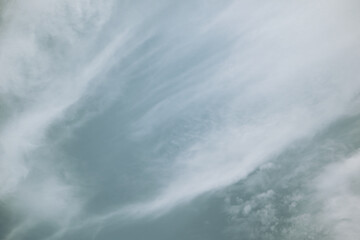 Blue sky with cirrus clouds panorama. Cirrus Cloudscapes. White clouds against blue sky background