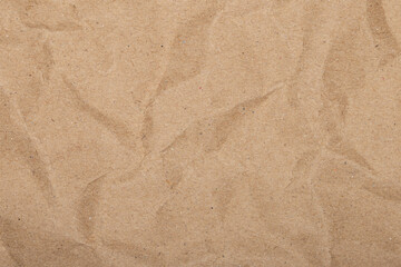 Crumpled recycle brown craft paper texture background