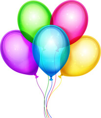 Balloons bunch. Birthday party decoration cartoon icon