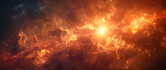 Obraz premium Fiery Nebula in the Cosmos