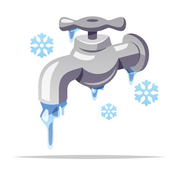 recommend clip art: Frozen faucet pipe water tap vector isolated illustration