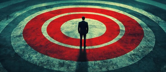 Achieving Goals: Businessman at the Center of a Target