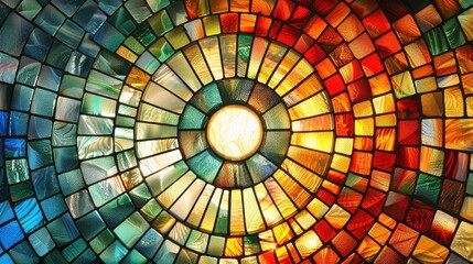 Naklejka premium Abstract background of colorful stained glass window with reflection in the center
