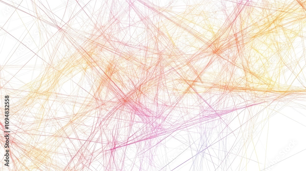 Poster a graphic representation of intersecting lines forming a complex web pattern, rendered in soft paste