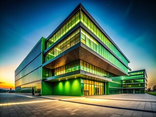 Obraz premium Architectural Elegance: Contemporary Design Against a Smooth Dark Green and Khaki Gradient Background for Inspiring Modern Aesthetics in Interior Spaces