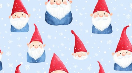 Cute gnome seamless repetitive pattern for holiday decoration