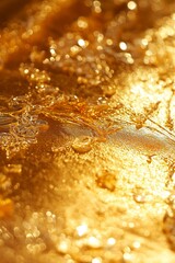 An abstract close-up detailing a shimmering gold surface.