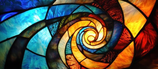 Fototapeta premium Abstract Swirl: A Vibrant Stained Glass Masterpiece