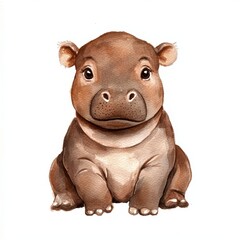 Naklejka premium Adorable Watercolor Hippo