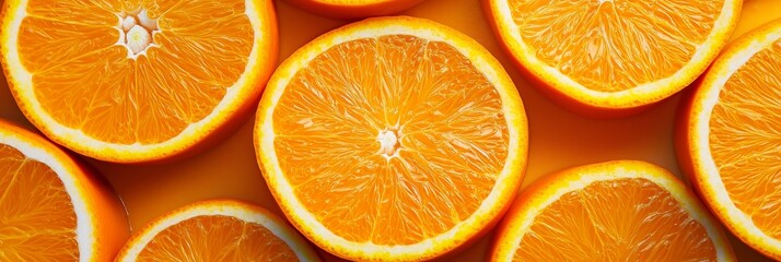 A close-up view of juicy orange slices, showcasing their bright color and textures grouped together.