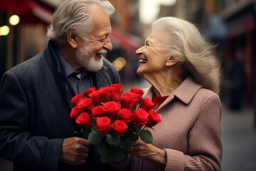 Valentine day celebration conceptual illustration made with generative AI, affectionate couple in love