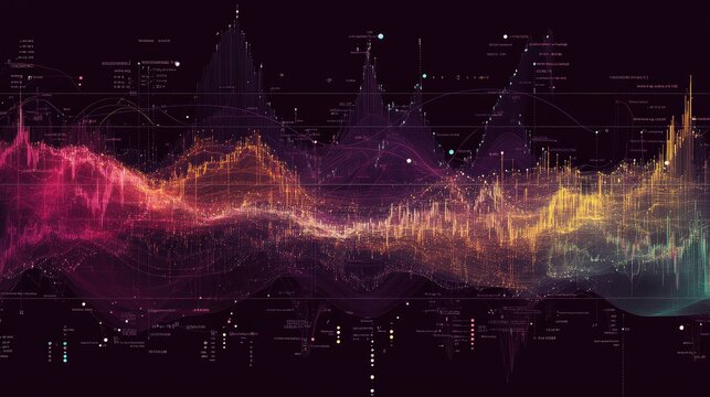 A scatter plot chart analyzing stock correlations, with data points spread across a grid, emphasizing relationships between different stocks.