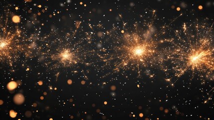 Golden Sparklers on Black Background: Festive Celebration