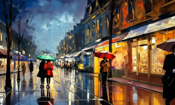 oil paint in street of paris on background